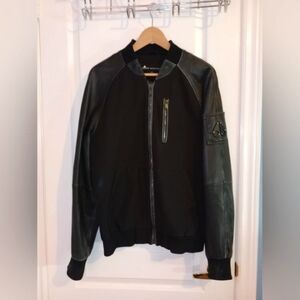 Moose Knuckels black bomber jacket